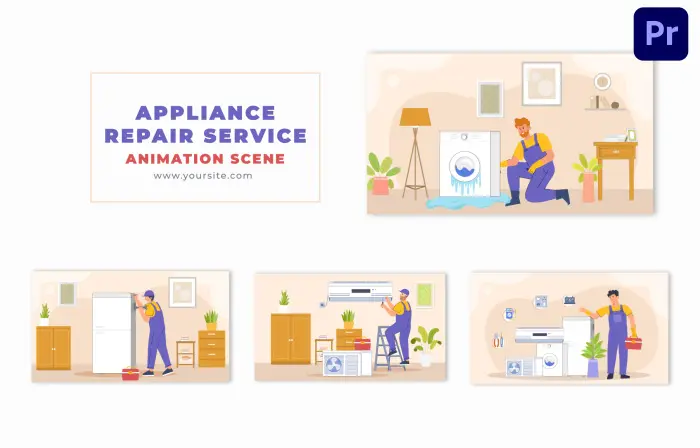 Home Appliance Technician Service Vector Animation Scene